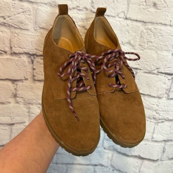 CROWN VINTAGE Lowell Cognac tan suede  leather oxford loafers Size 10 - Picture 2 of 9